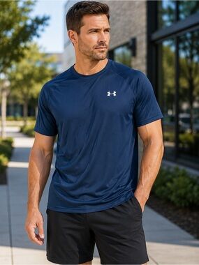 Under Armour HeatGear Mens XXL 2XL Loose Fit Blue Performance Shirt NWT